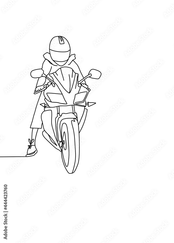 Fototapeta premium One continuous line drawing, teenager driving