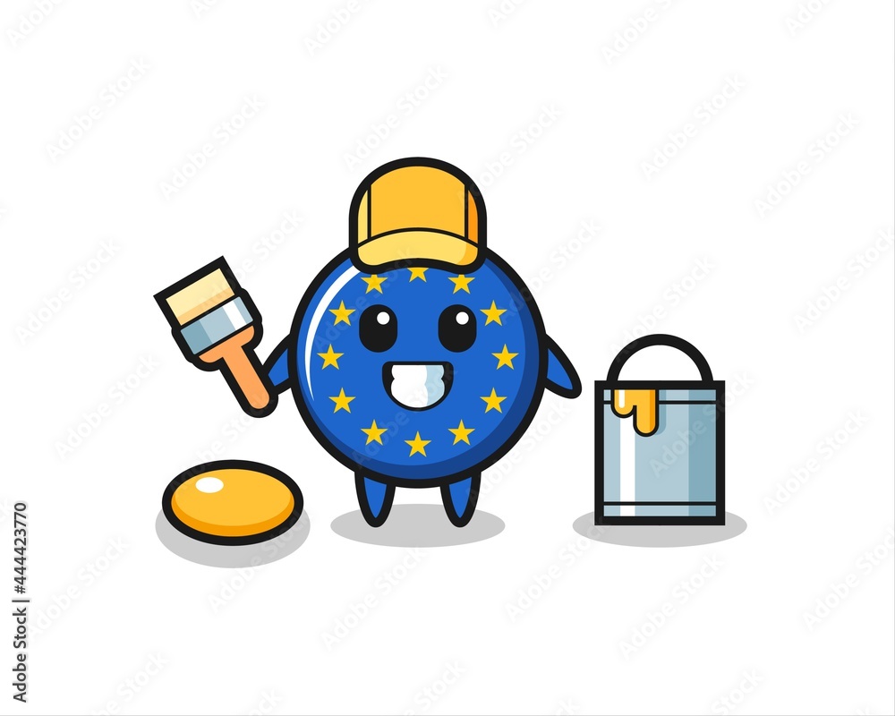 Fototapeta premium Character Illustration of europe flag badge as a painter