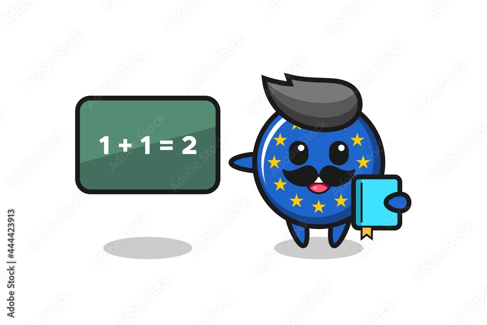 Illustration of europe flag badge character as a teacher Illustration of europe flag badge character as a teacher