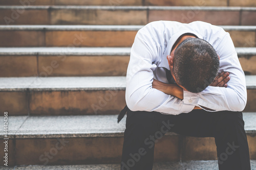 Unemployed people crisis despair and stress people compression in office feel can't make decision jobless or depression situation cause mental problems concept.