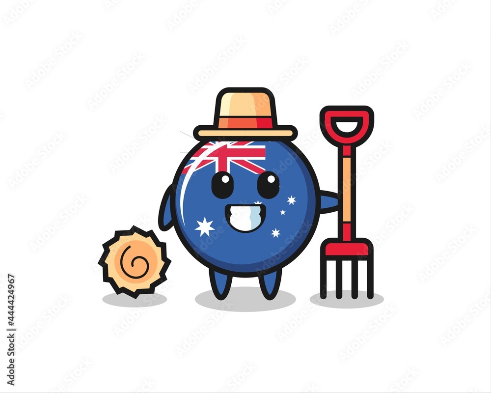 Mascot character of australia flag badge as a farmer