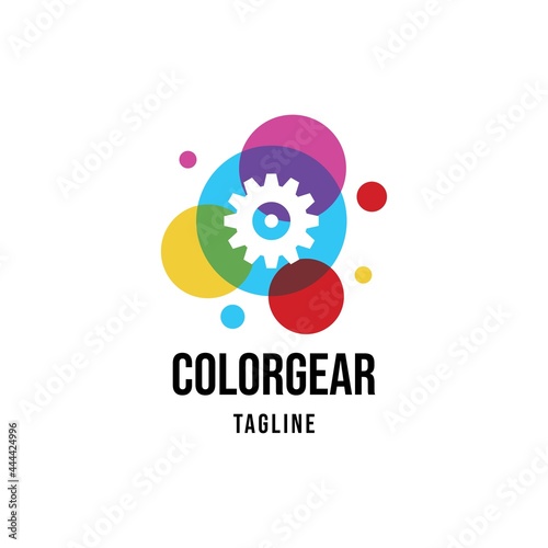 Color gear logo design illustration vector template