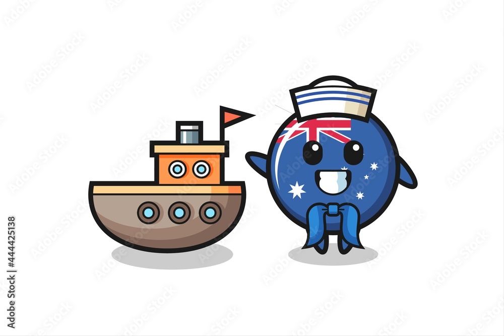 Fototapeta premium Character mascot of australia flag badge as a sailor man