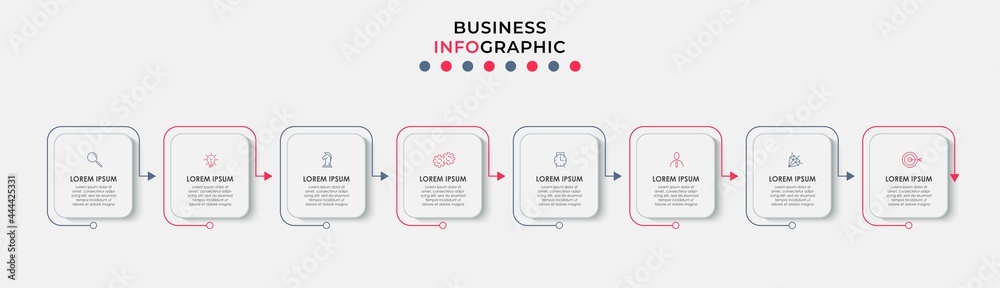 Vector Infographic design business template with icons and 8 options or ...