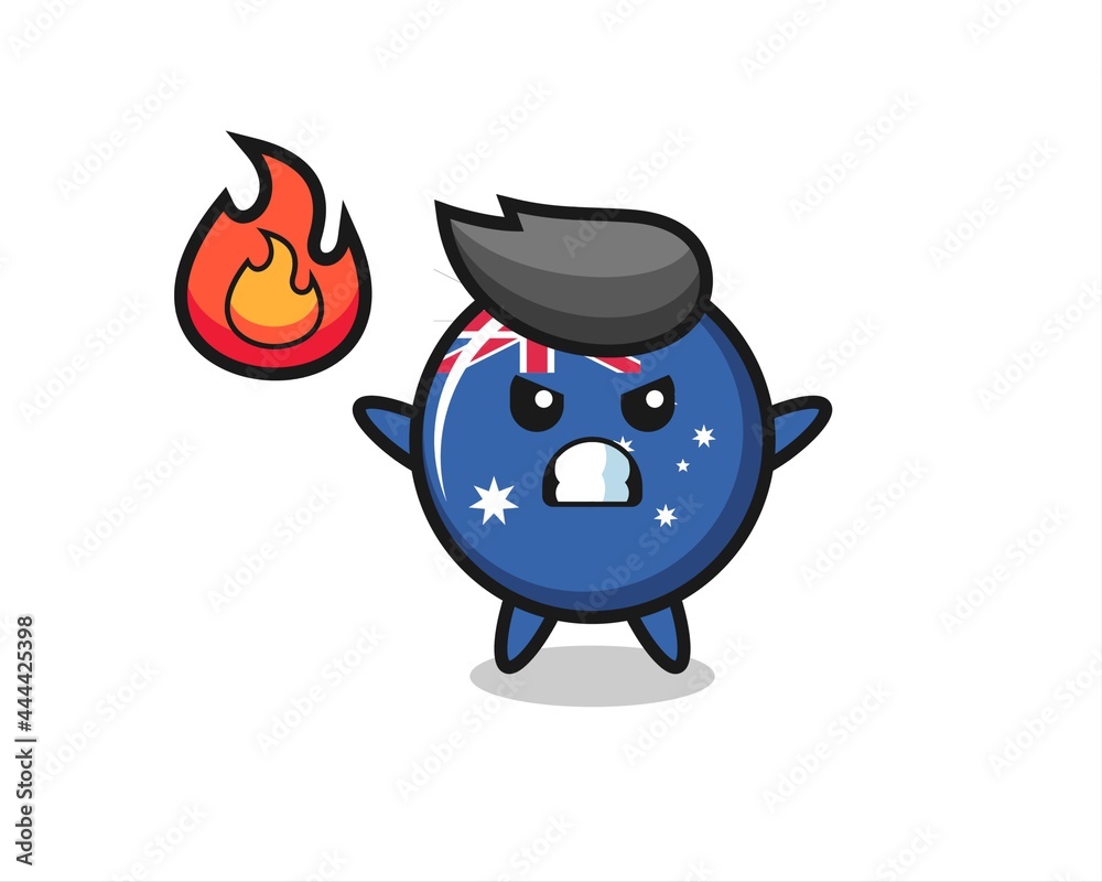 australia flag badge character cartoon with angry gesture australia flag badge character cartoon with angry gesture