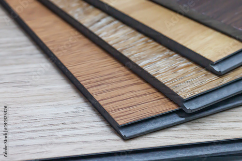 PVC Polymer Vinyl sample for customers to choose the floor design within the copy space.