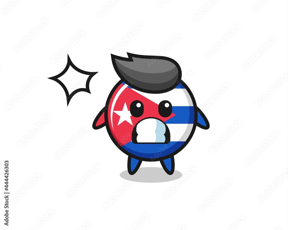 cuba flag badge character cartoon with shocked gesture cuba flag badge character cartoon with shocked gesture