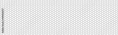 Simple seamless geometry hexagonal banner. Vector black and white hexagon background. Monochrome texture header