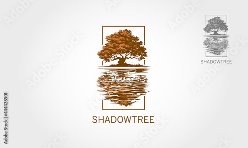 Shadow Tree Vector Logo Template.  This beautiful tree is a symbol of life, beauty, growth, strength, and good health.
