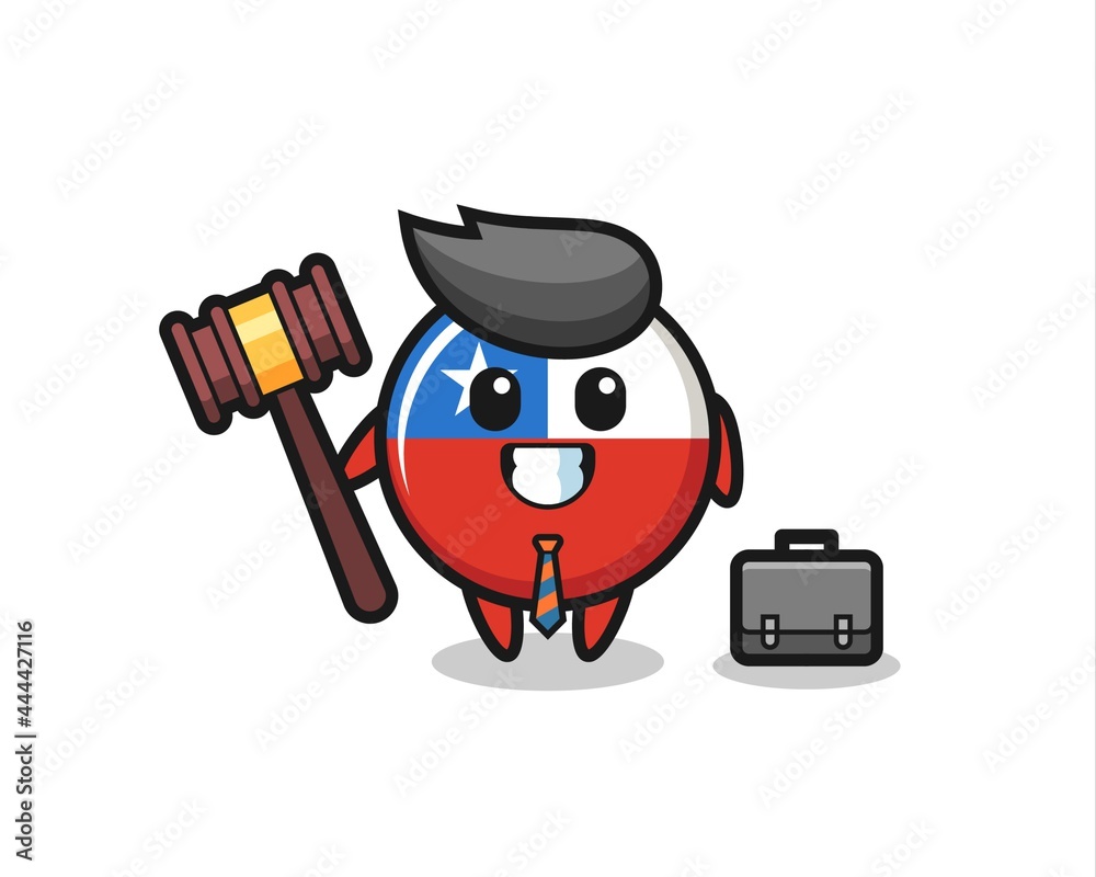 Illustration of chile flag badge mascot as a lawyer
