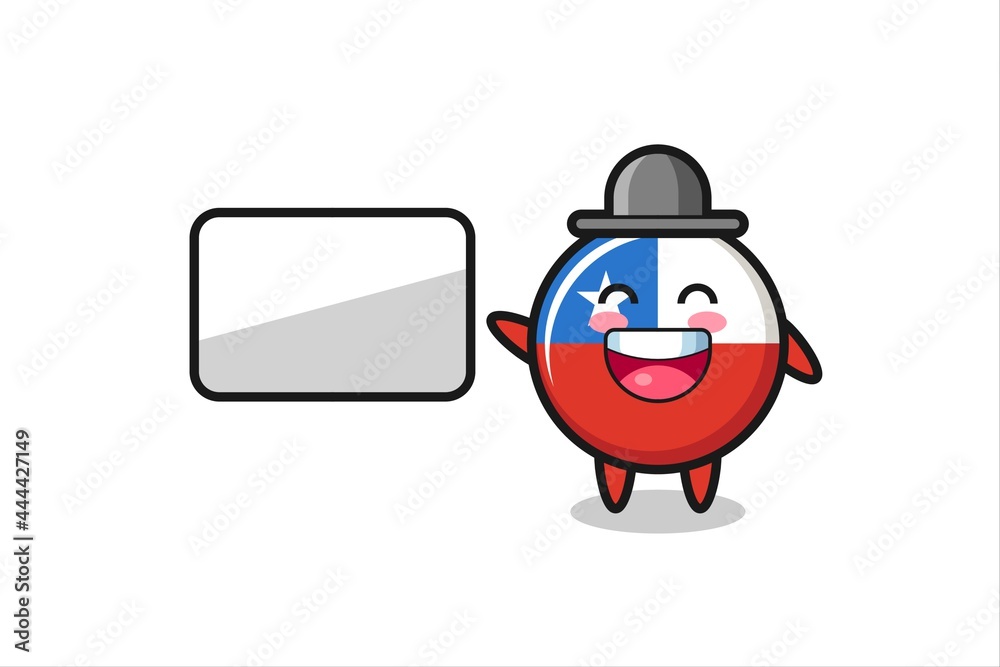chile flag badge cartoon illustration doing a presentation chile flag badge cartoon illustration doing a presentation