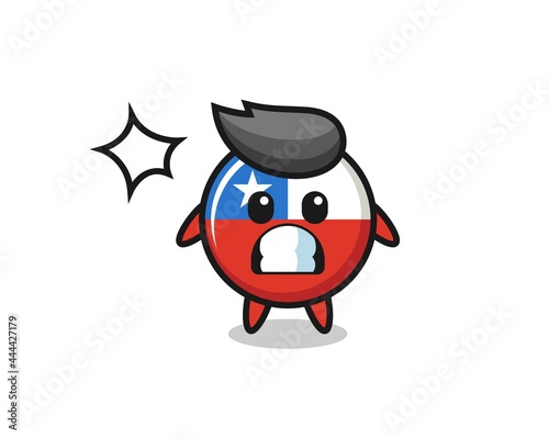 chile flag badge character cartoon with shocked gesture © heriyusuf