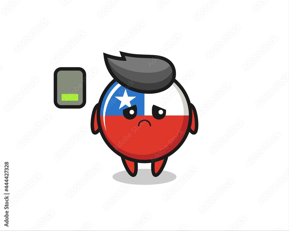 chile flag badge mascot character doing a tired gesture chile flag badge mascot character doing a tired gesture