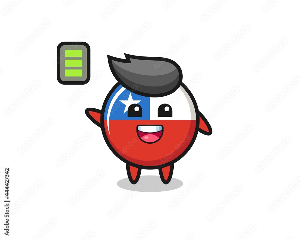 Fototapeta premium chile flag badge mascot character with energetic gesture