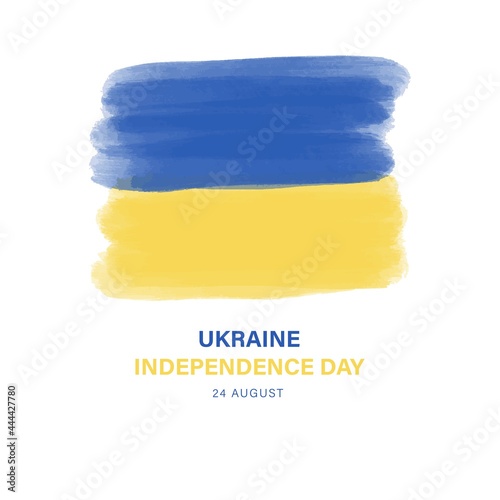 Ukraine happy independence day vector banner, greeting card. Watercolor brush stroke flag background. Classic national country flag with abstract watercolor grunge brush flag