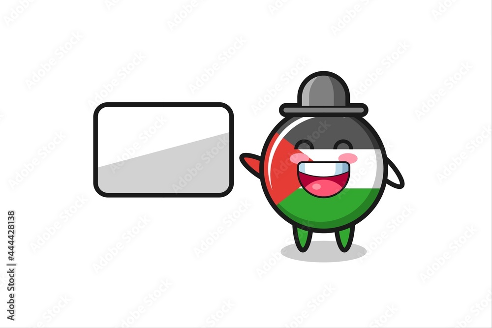 palestine flag badge cartoon illustration doing a presentation