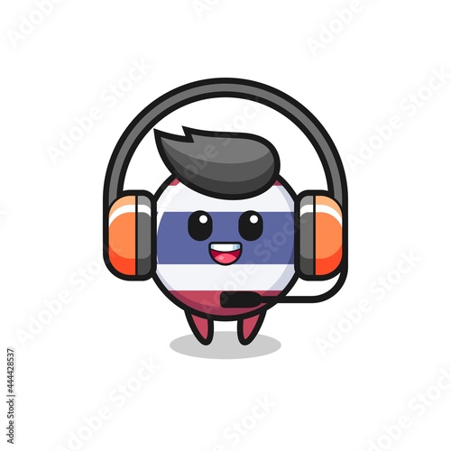 Cartoon mascot of thailand flag badge as a customer service