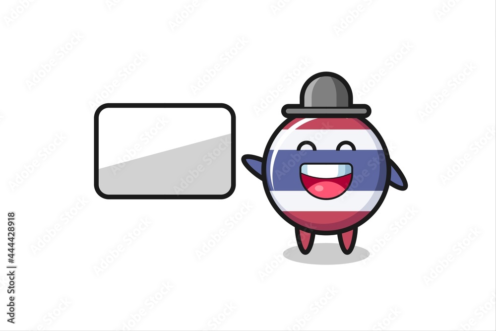 thailand flag badge cartoon illustration doing a presentation thailand flag badge cartoon illustration doing a presentation