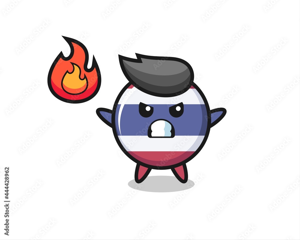 thailand flag badge character cartoon with angry gesture