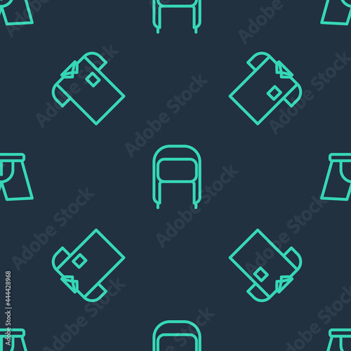 Set line Winter hat with ear flaps, Polo shirt and Men underpants on seamless pattern. Vector