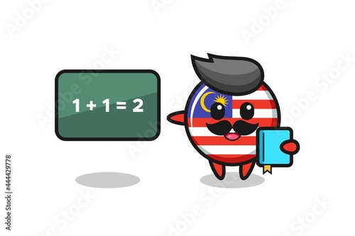 Illustration of malaysia flag badge character as a teacher