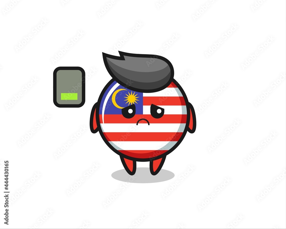 malaysia flag badge mascot character doing a tired gesture malaysia flag badge mascot character doing a tired gesture