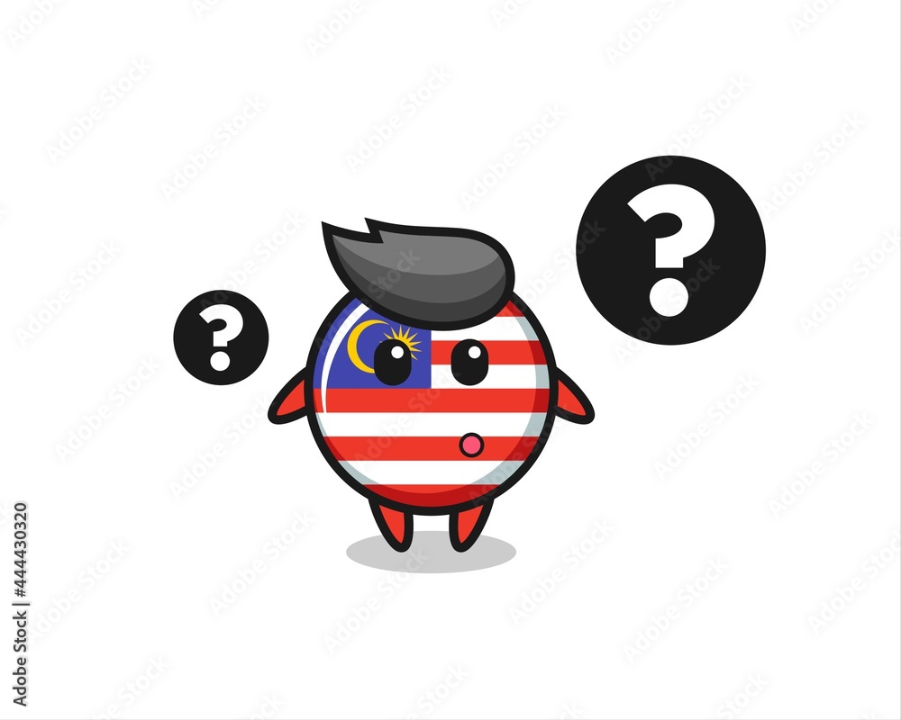 Cartoon Illustration of malaysia flag badge with the question mark