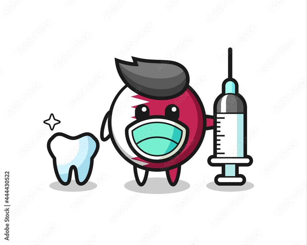 Mascot character of qatar flag badge as a dentist Mascot character of qatar flag badge as a dentist