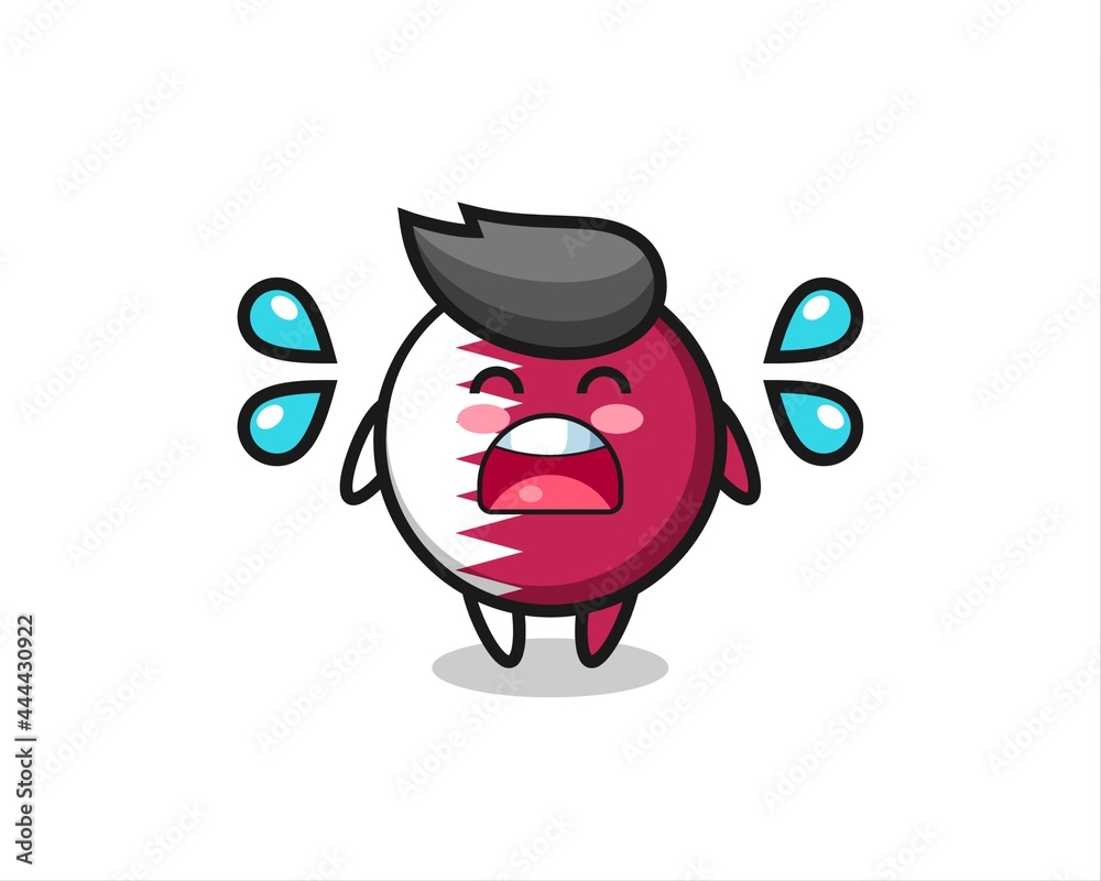 qatar flag badge cartoon illustration with crying gesture qatar flag badge cartoon illustration with crying gesture