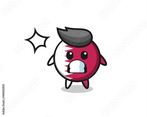 Wallpaper Mural qatar flag badge character cartoon with shocked gesture Torontodigital.ca