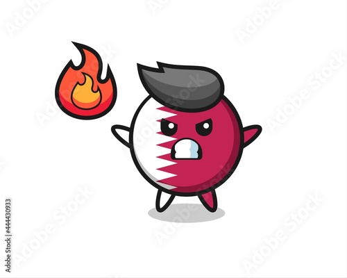qatar flag badge character cartoon with angry gesture