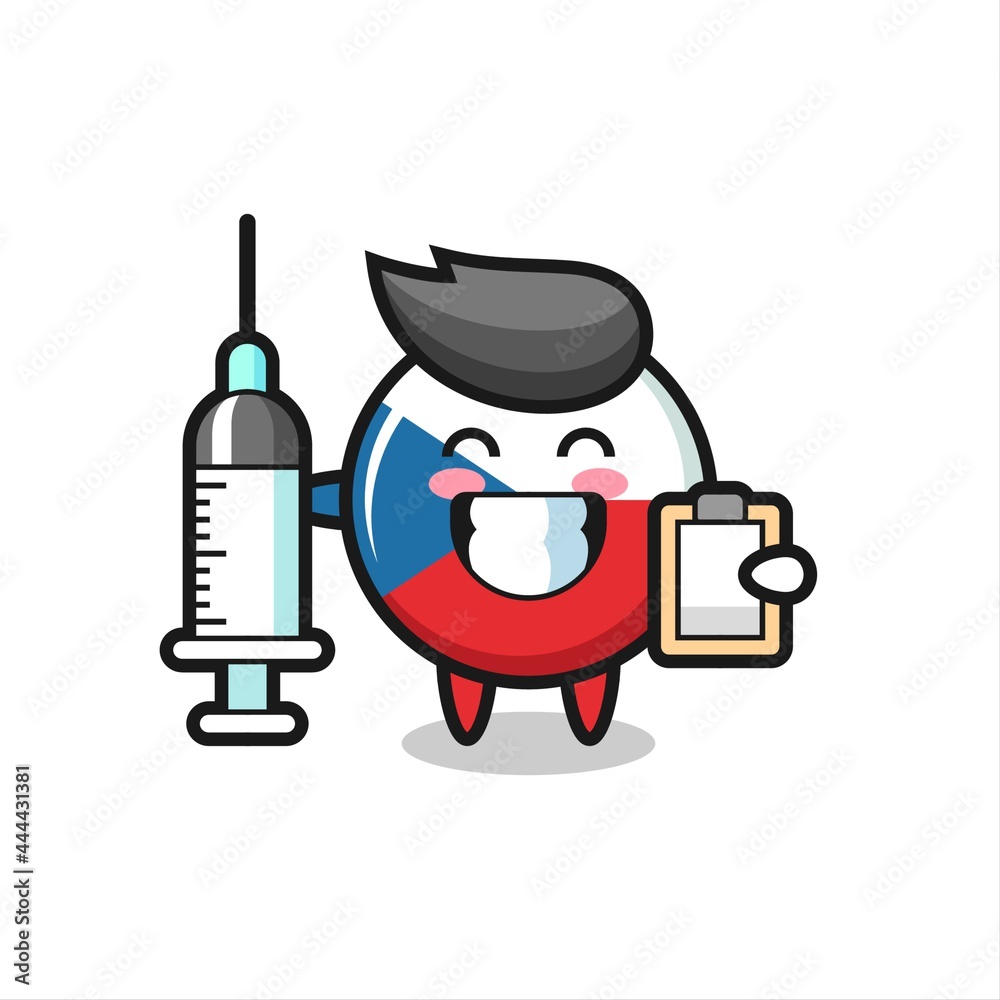 Mascot Illustration of czech flag badge as a doctor