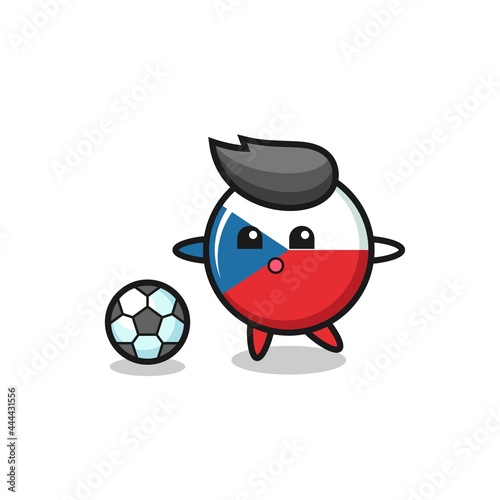 Illustration of czech flag badge cartoon is playing soccer