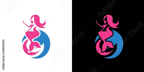Modern and attractive mermaid logo design