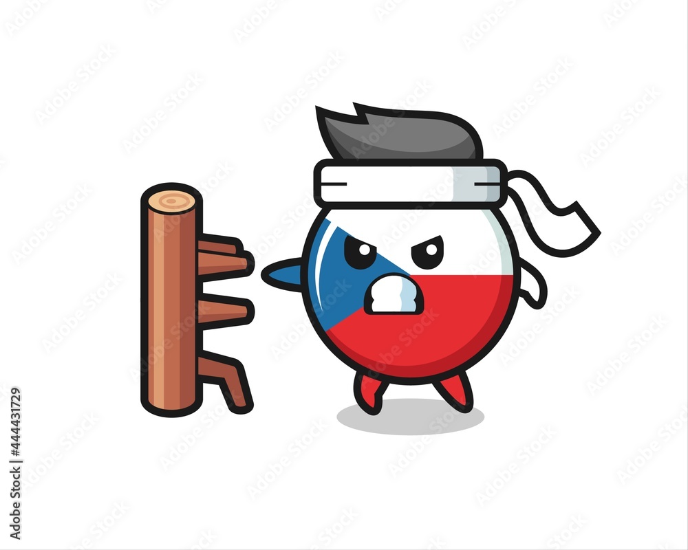 czech flag badge cartoon illustration as a karate fighter czech flag badge cartoon illustration as a karate fighter