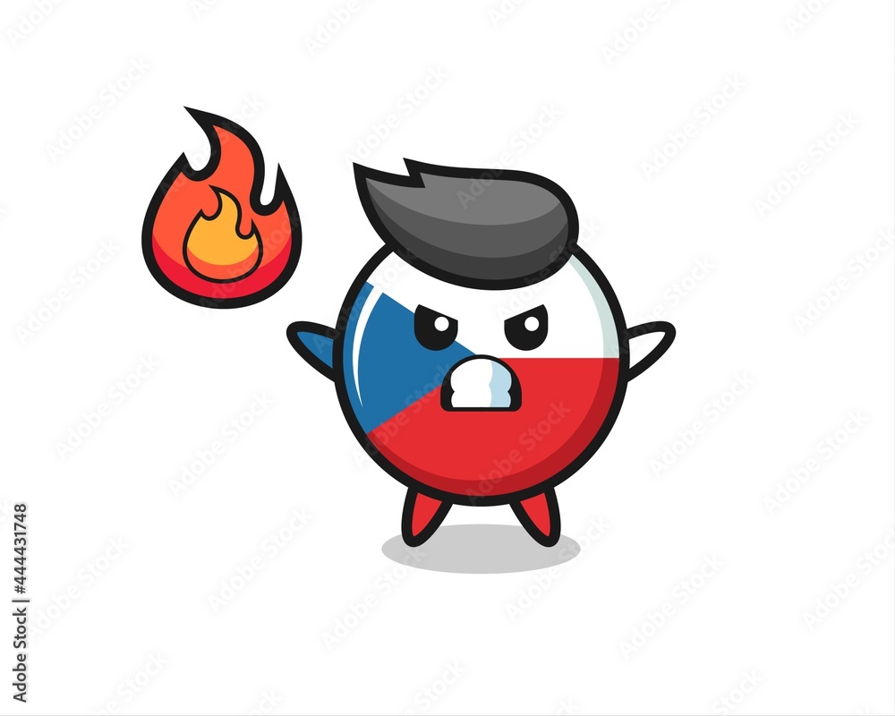 czech flag badge character cartoon with angry gesture czech flag badge character cartoon with angry gesture