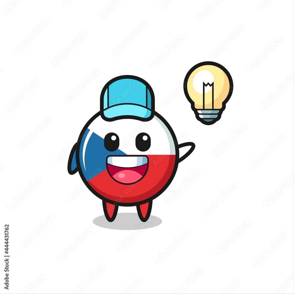 czech flag badge character cartoon getting the idea czech flag badge character cartoon getting the idea