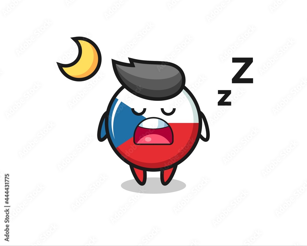 czech flag badge character illustration sleeping at night