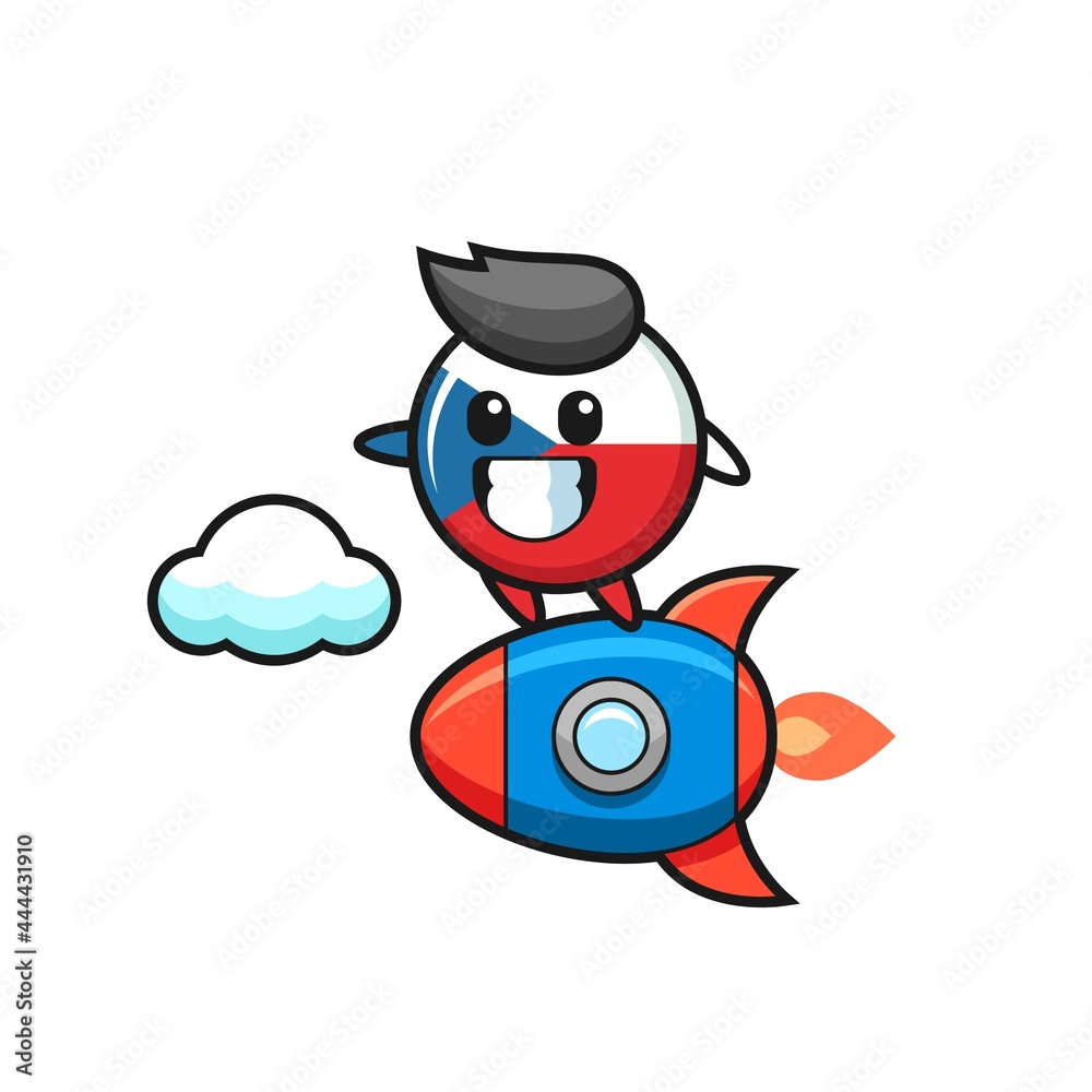 czech flag badge mascot character riding a rocket czech flag badge mascot character riding a rocket