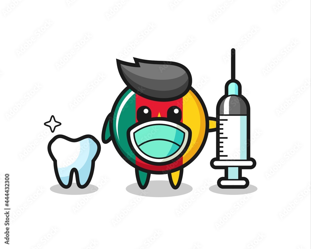 Mascot character of cameroon flag badge as a dentist Mascot character of cameroon flag badge as a dentist