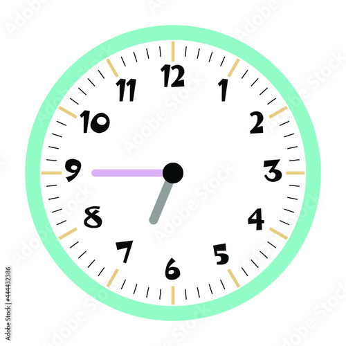 Clock vector 6:45am or 6:45pm