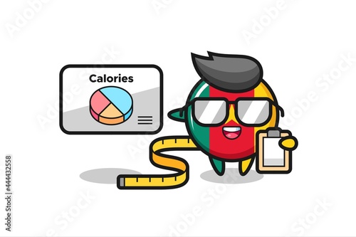 Illustration of cameroon flag badge mascot as a dietitian