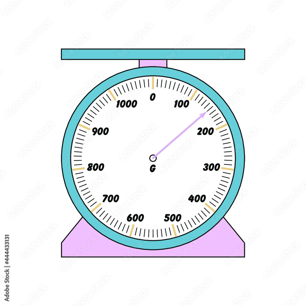 Naklejka premium Weighing scale from 0g to 1000g vector