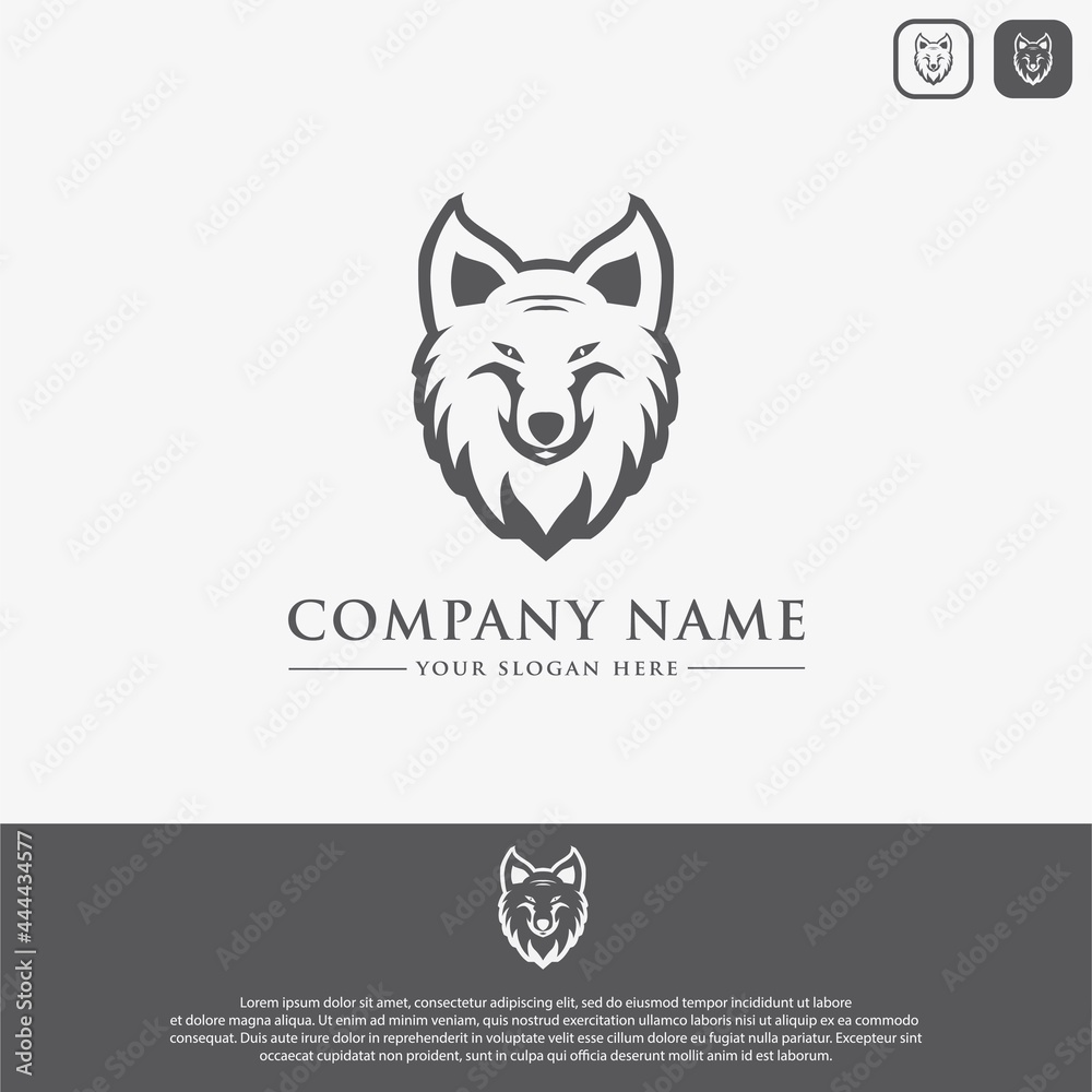 black wolf head logo design template, suitable for sports logos