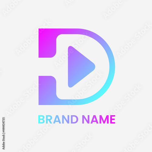 Free Download letter d and play button logo concept. gradient, modern, combination, simple and line logotype.. suitable for logo, icon, symbol and sign. such as initial, media and entertainment logo - GFXLoad