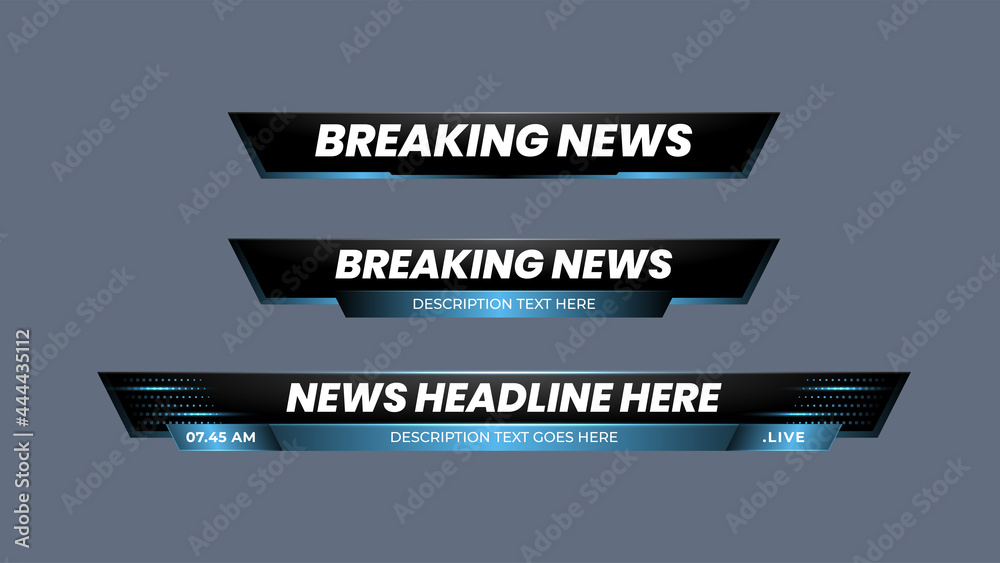 Breaking news lower third with modern blue and black background Lower