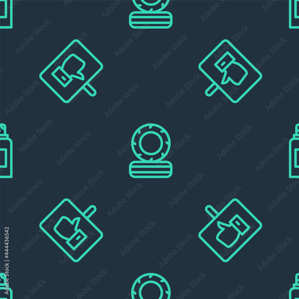 Set line Lying burning tires, Protest and Paint spray can on seamless pattern. Vector Set line Lying burning tires, Protest and Paint spray can on seamless pattern. Vector