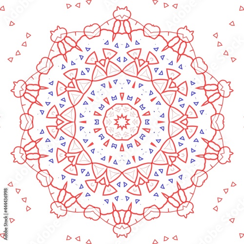 Red and blue floral pattern design.