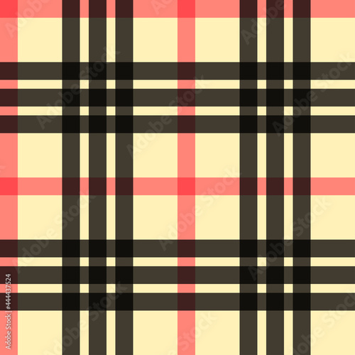 Light red, black and cream seamless checkered pattern tablecloth, tartan pattern suitable for fashion textiles and graphics.