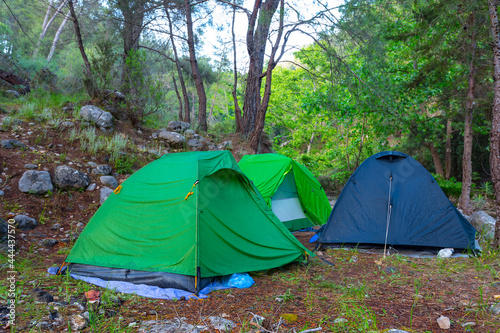 small touristic camp in mountain forest